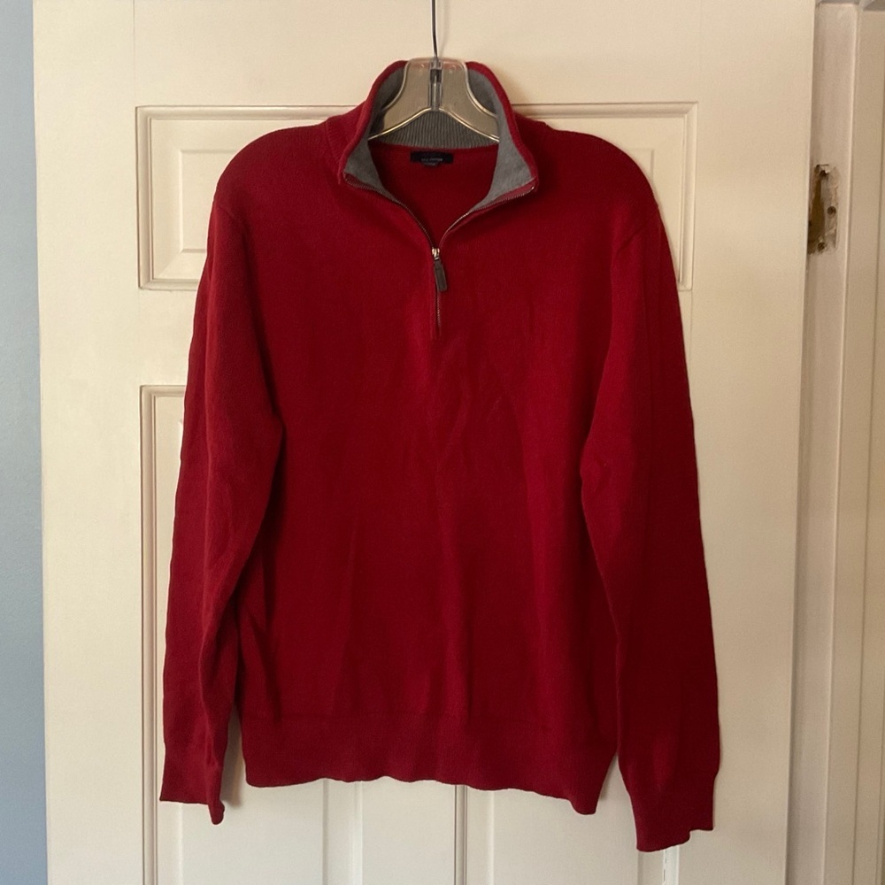 NEW J.Crew Cotton quarter-zip sweater Red Men’s Size S NWOT Preppy Academia